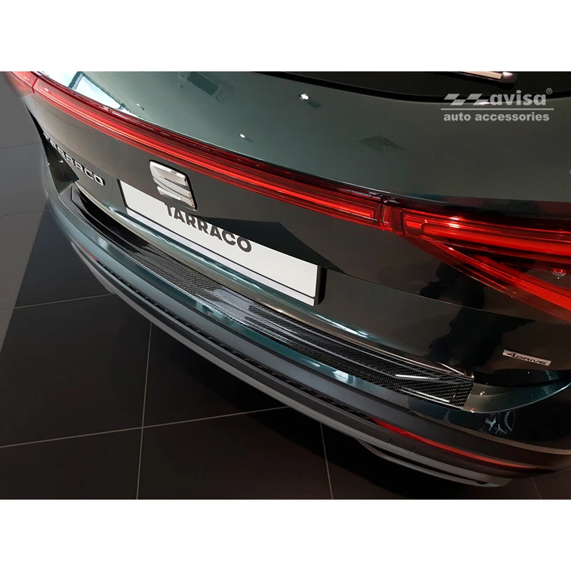 Avisa, Bakre stötfångarskydd, 3D äkta kolfiber, passar Seat Tarraco 2019-