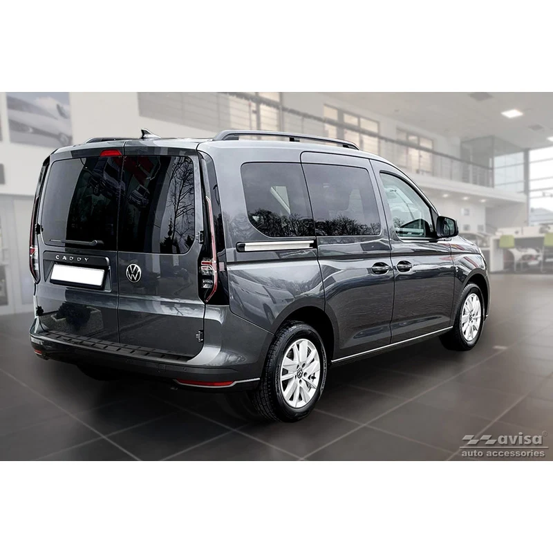 Avisa, Bakre stötfångarskydd, Svart, Rostfritt stål, passar Volkswagen Caddy V Cargo & Combi 2020- 'STRONG EDITION'