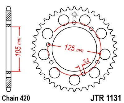 Svart stål bakdrev 62T 420 - JTR1131.62 - JT Sprockets