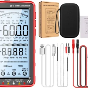 681 Digital multimeter, multifunktionellt mätinstrument, uppladdningsbar, AC/DC-spänning, beröringsfri spänningstestare, L...