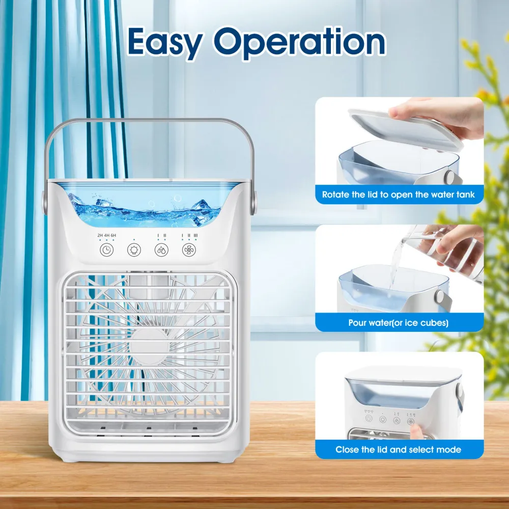 Mobil luftkonditionering, 700 ml mini luftkonditionering, bärbar mobil luftkonditionering 4 i 1 med USB, med timer på 2/4/...