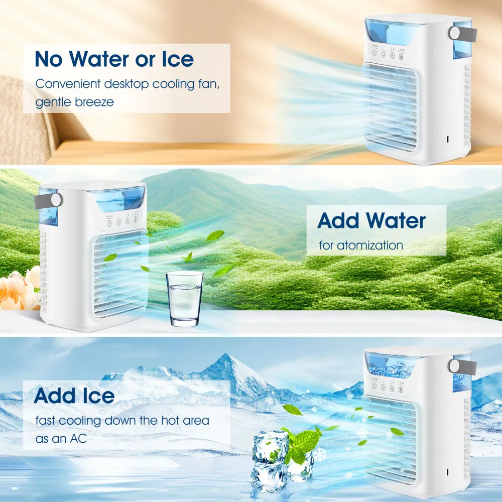 Mobil luftkonditionering, 700 ml mini luftkonditionering, bärbar mobil luftkonditionering 4 i 1 med USB, med timer på 2/4/...