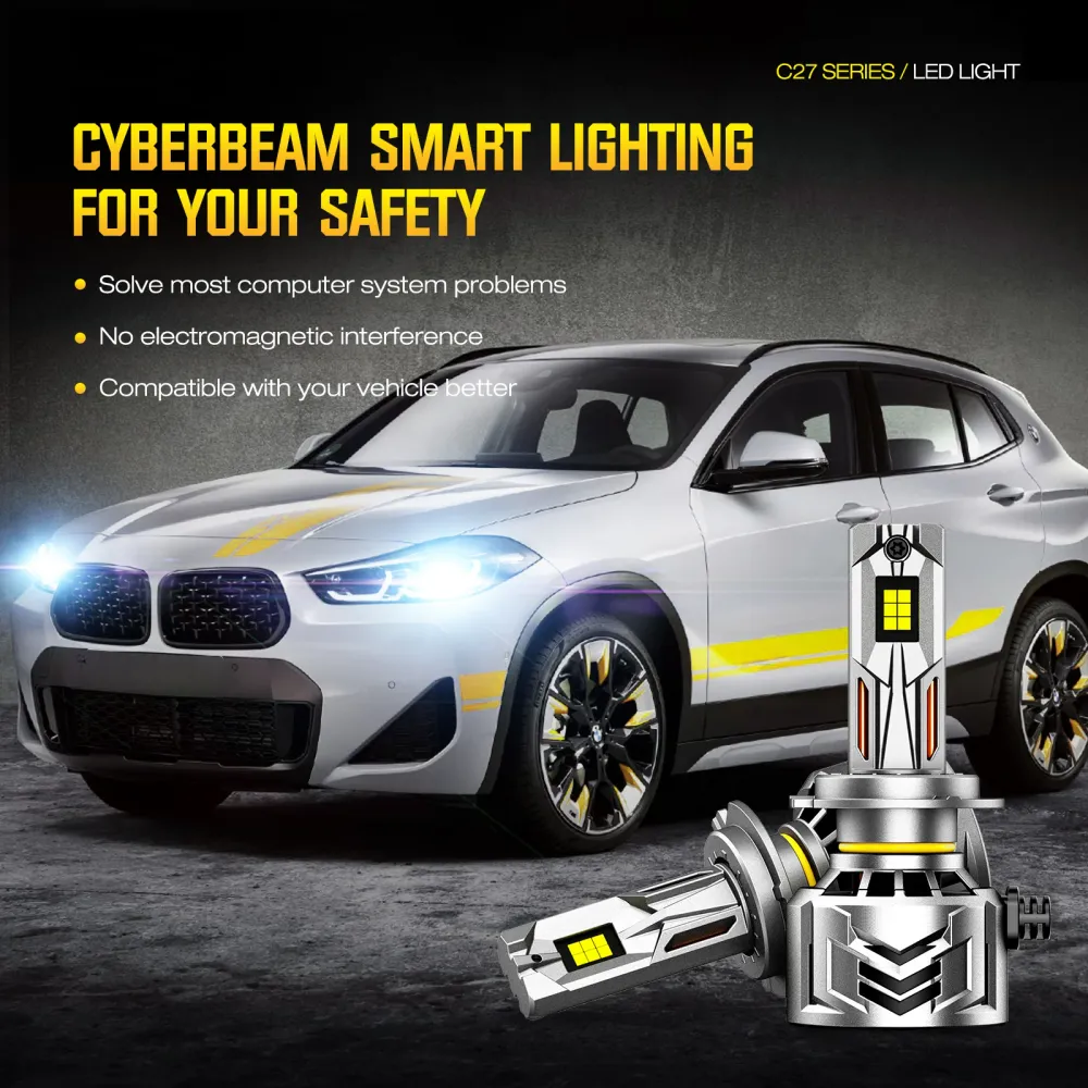 NOEIFEVO H7 Bilstrålkastarlampa, 60 000 Lumen, 240W, 6500K Vitt, IP68 Vattentålig, 100 000 Timmars Livslängd, Lågstråle oc...