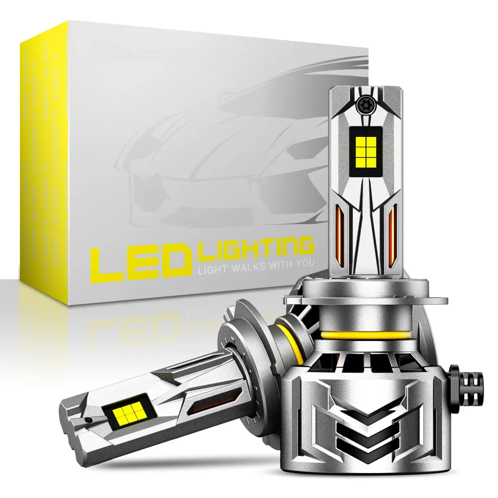NOEIFEVO H7 LED Strålkastare, 60 000 Lumen, 240W, 6500K Vit, IP68 Vattentålig, 100 000 Timmars Livslängd, Lågstråle och Hö...