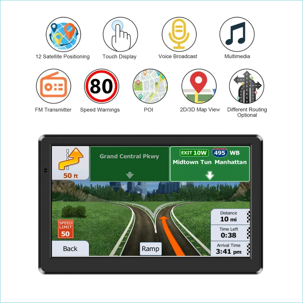 NOEIFEVO X20 GPS-navigering, 7-tums pekskärm med Europa-kartor, 8GB 256MB, flerspråkig, FM-stöd, för bilar/transportbilar/...