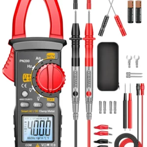 Tångmultimeter, 4000 räknare TRMS med automatisk mätområde, mäter AC/DC-ström, spänning, resistans, kapacitans, kontinuite...