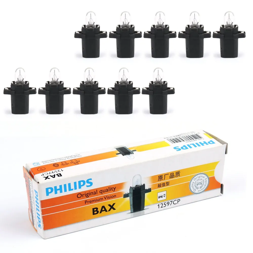 10sts äkta Philips 12597 T5 12V 1.2W BAX8.3S/1.35 Premium signallampa Generic
