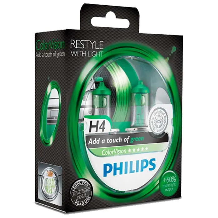 Philips Colorvision Grön H4 60/55W 12V - Set