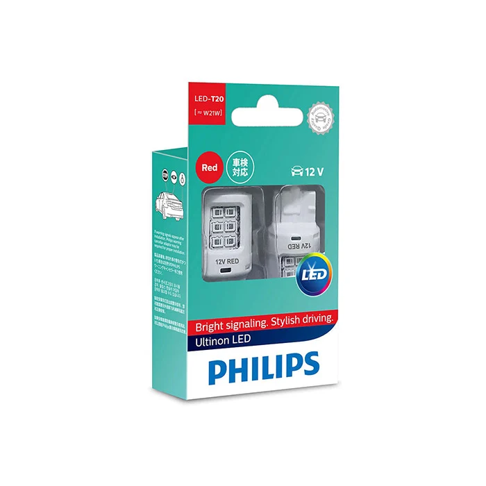 Philips Ultinon LED W21W Röd 12V - Set