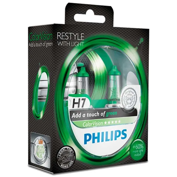 Philips Colorvision Grön H7 55W 12V - Set
