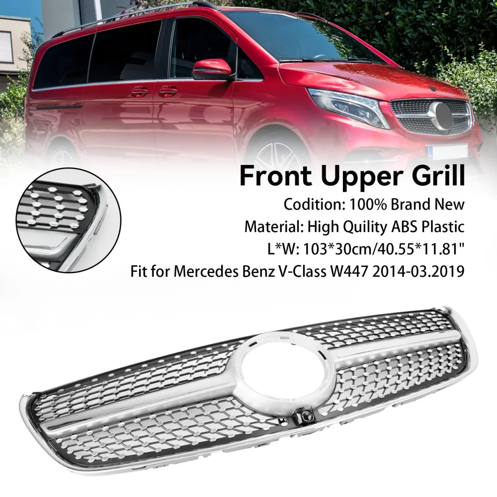2014-03.2019 Mercedes Benz V-klass W447 Diamantfrämre övre grillgrill