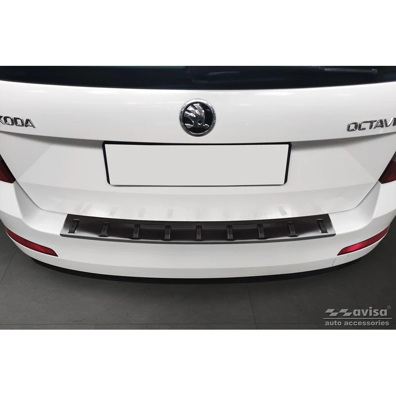 Avisa, Bakre stötfångarskydd, Svart, Rostfritt stål, passar Skoda Octavia III 2013-2017 'STRONG EDITION'