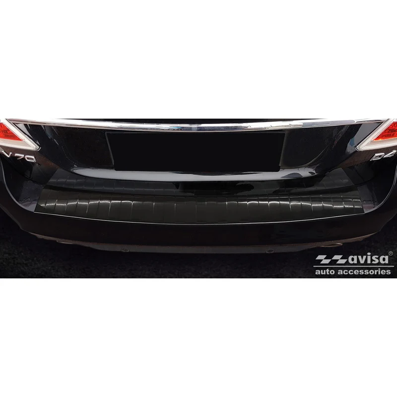 Avisa, Bakre stötfångarskydd, Svart, Rostfritt Stål, Passar Volvo V70 Facelift 2013-2016 'Revben'
