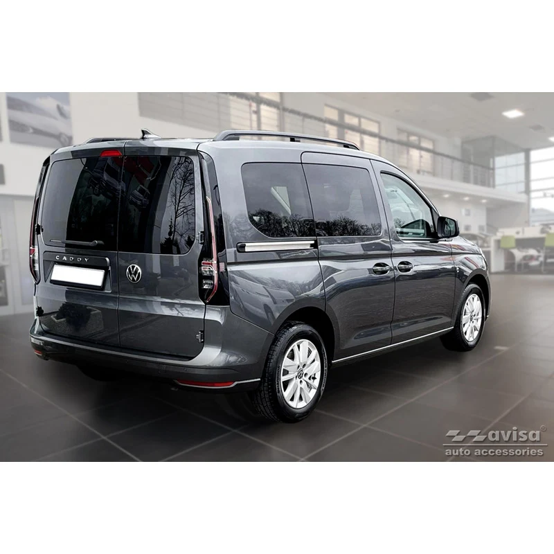 Avisa, Tröskelskydd, Svart, Rostfritt stål, passar Volkswagen Caddy V 2020- 'Lines' - 2 delar