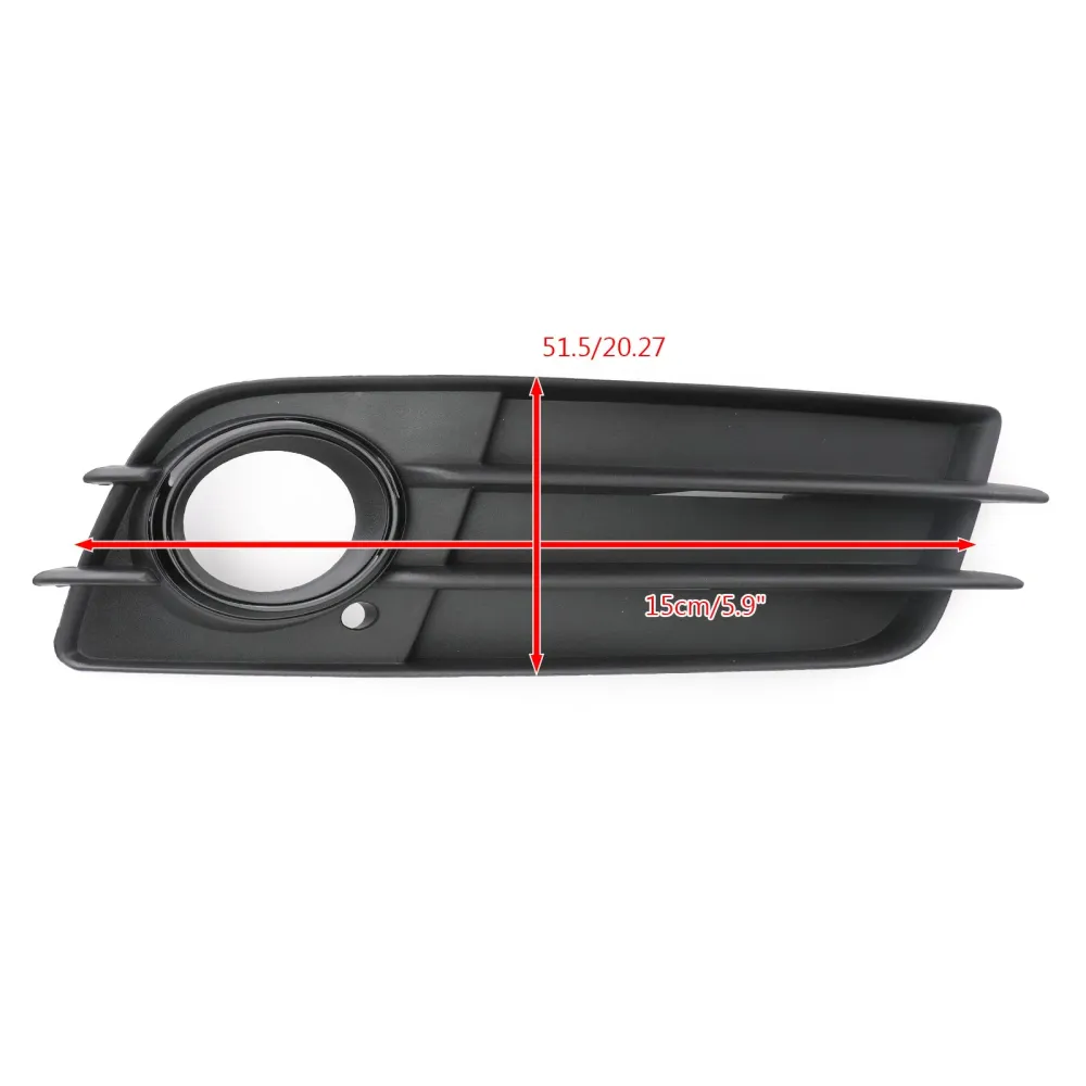 Front Bumper Black Fog Light Grille Cover för Audi A4 S-Line S4 2008-12 Generic