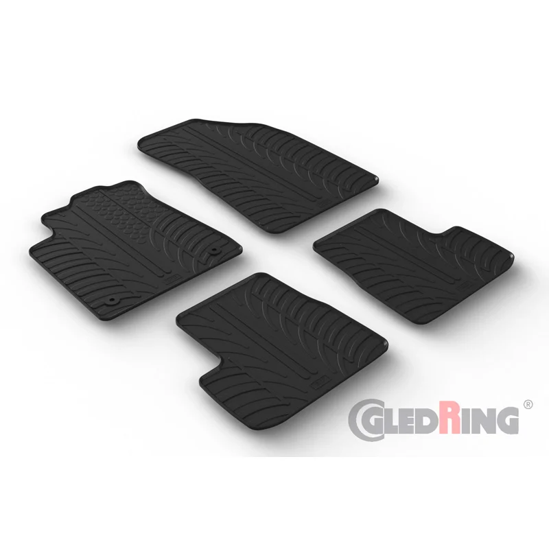 Gledring, Gummimåtter, T-profil, Passer til Citroen C3 IV 2024- excl. e-C3, 4 dele + monteringsklips