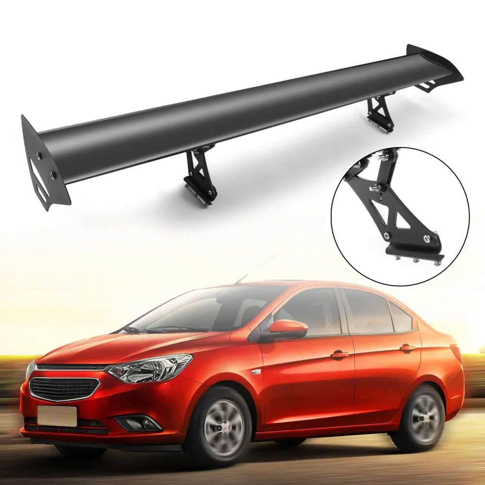 Universal justerbar lätt GT -aluminium bakre stamvinge racing spoiler generisk