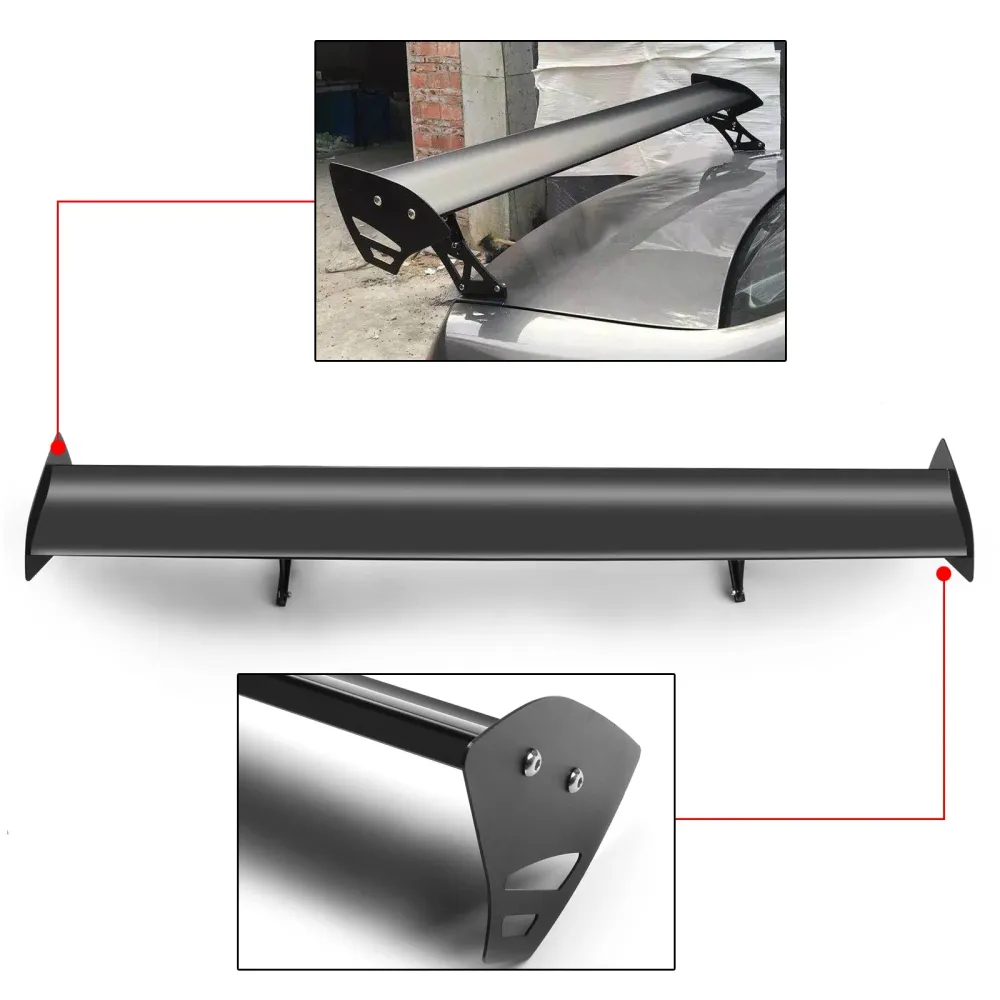 Universal justerbar lätt GT -aluminium bakre stamvinge racing spoiler generisk