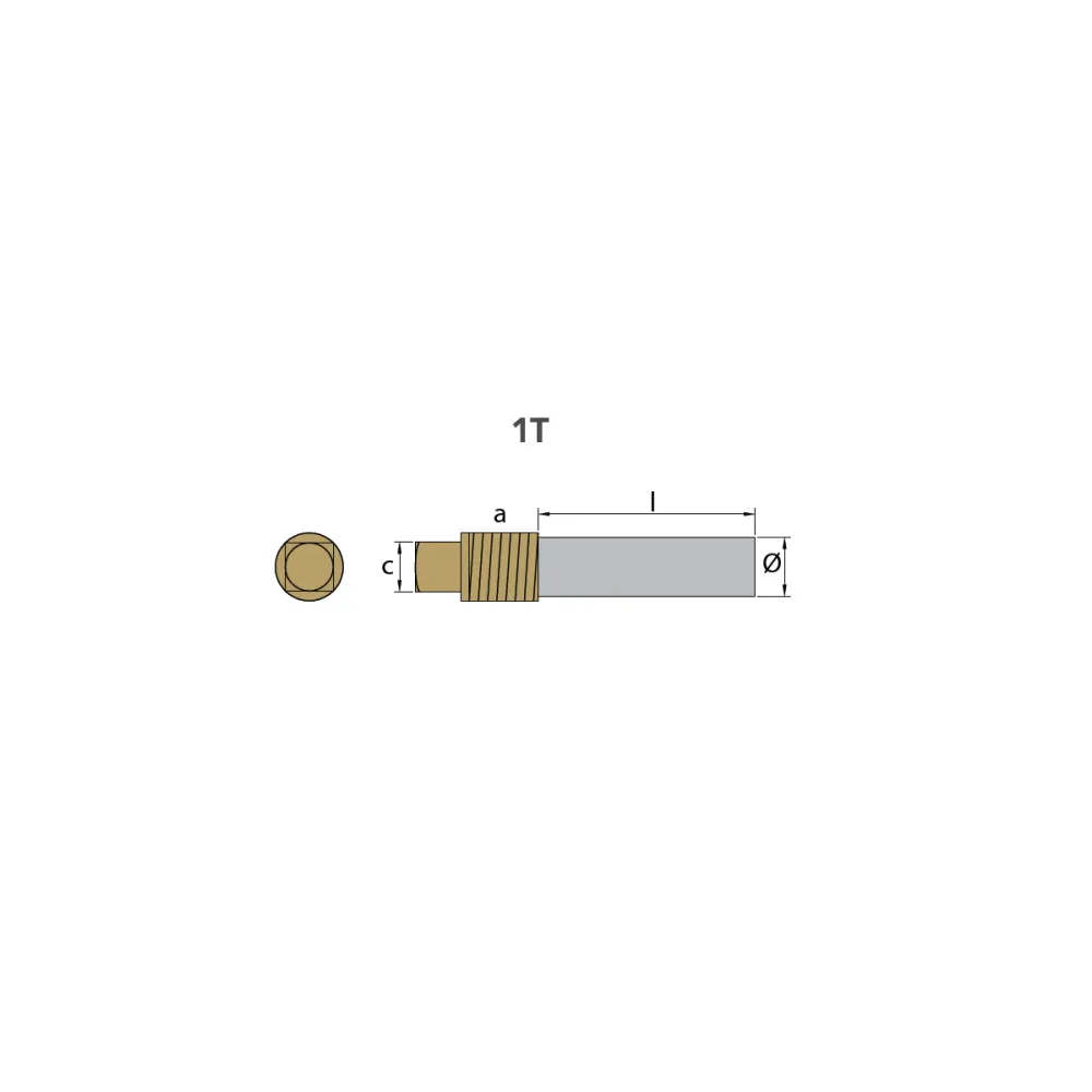 Zinkanod Caterpillar, motor, pencil anod komplett med mässingsplugg th. 3/8''GAS (bspp)