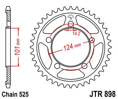Stål bakdrev 42T 525 - JTR898.42 - JT Sprockets