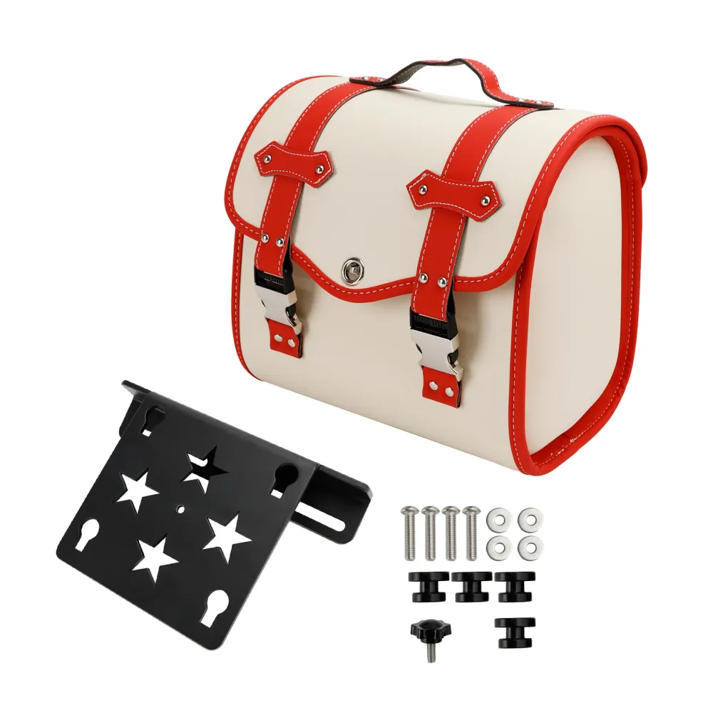 Set Quick Release Saddlebag W/ Bracket Luggage Storage White Motorbike