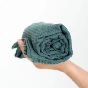Organic Waffle Ren bomull Towel - Petrol 80x140