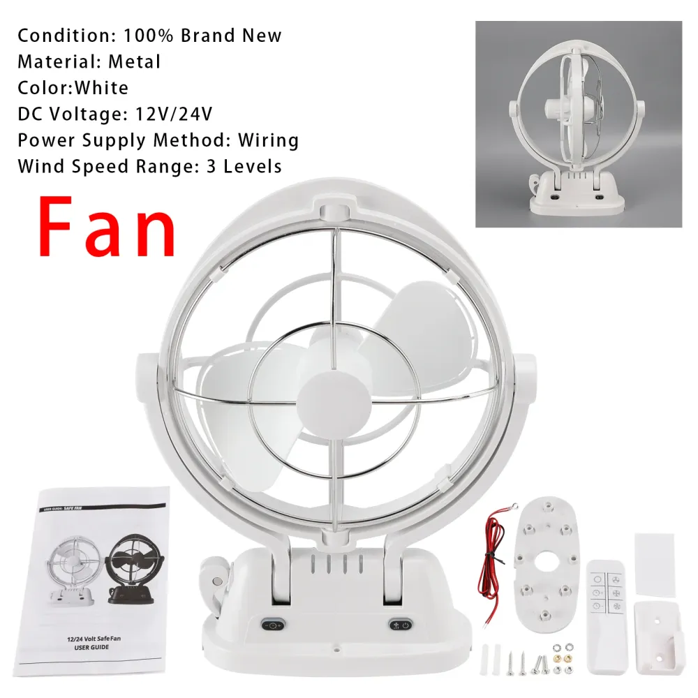 12V/24V Auto-Sensing Low-Power Draw Fan Boats and RV White