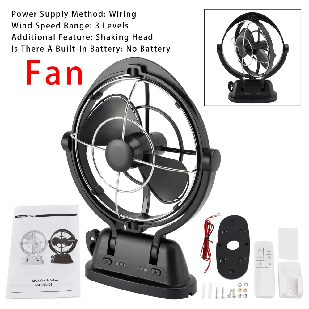 12V/24V Auto-Sensing Low-Power Draw Fan Boats and RV Black