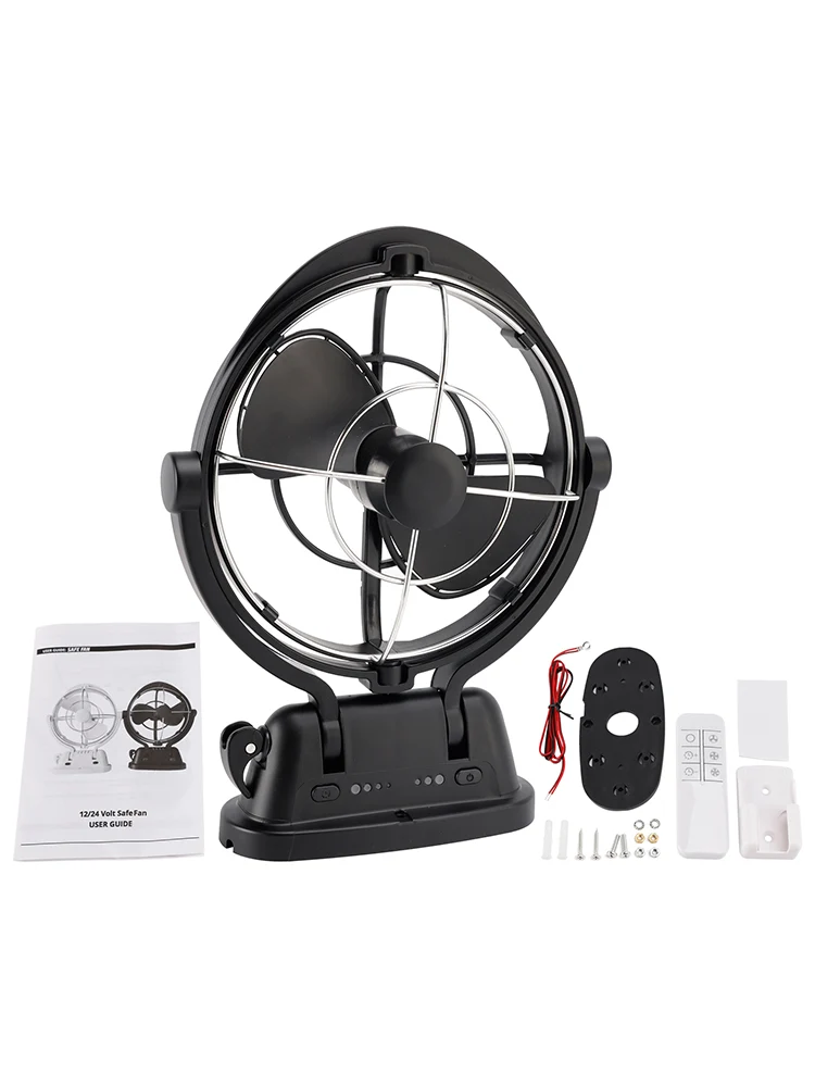12V/24V Auto-Sensing Low-Power Draw Fan Boats and RV Black