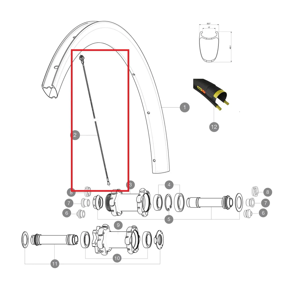 Sats med 12 MAVIC COSMIC PRO CARBON SL T/C UST 278 mm fram/bak-ekrar