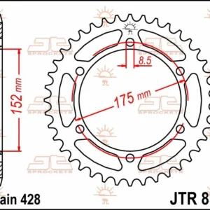 Stål bakdrev 53T 428 - JTR839.53 - JT Sprockets